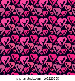 Holiday Valentines day seamless pattern with pink hearts. Simple. Cartoon, doodle style - vector 