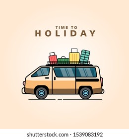 HOLIDAY WITH THE VAN TRAVEL - VECTOR