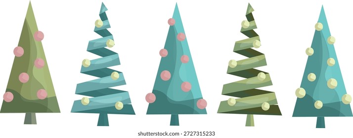 Festiva Arte vectorial un elegante árbol de Navidad decorado con bolas metálicas rojas y doradas, adornos colgantes y detalles brillantes gráfico de calidad premium 