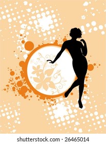 Holiday vector background with female silhouette