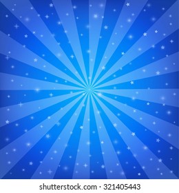 Holiday vector blue background with stars. Blue vector abstract background. Magic abstract design.