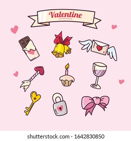 Holiday vector hand draw set for Valentine's day.
