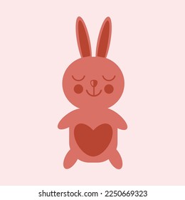 holiday vector hare with heart isolated illustration.