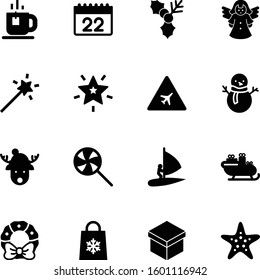 holiday vector icon set such as: striped, holy, metal, candy, hat, aircraft, concept, surfboard, cafe, fairytale, mug, scarf, sleigh, tropical, angel, day, water, wing, sport, circle, drink, princess
