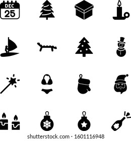 holiday vector icon set such as: lingerie, beard, style, stick, fairytale, travel, business, champagne, face, wishes, explosion, princess, event, wand, ribbon, model, snowman, textile, stocking