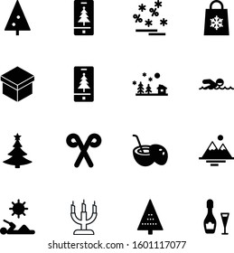 holiday vector icon set such as: alcohol, coconut, greeting, package, light, merry, gift, pool, present, box, wineglass, swim, character, moon, internet, glow, special, striped, figure, snack, snow