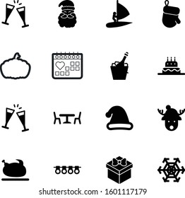 holiday vector icon set such as: template, stocking, surfboard, turkey, business, sea, deer, meal, windsurf, bakery, dining, present, surf, farm, airport, windsurfing, contour, box, concept, date