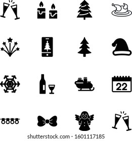 holiday vector icon set such as: roasted, greeting, flame, wax, day, snow, guardian, candle, lights, turkey, mobile, flake, thin, tasty, calendar, traditional, dinner, crystal, package, june
