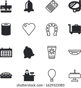 holiday vector icon set such as: schedule, fly, passion, push, tasty, protection, float, clinic, cart, slice, transport, banner, tin, mask, horseshoe, glass, comfortable, abstract, school, service