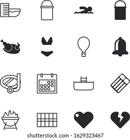 holiday vector icon set such as: small, plan, backyard, dream, logo, ornament, cookout, new, tanning, decor, delicious, bra, office, goggles, airship, mattress, calendar, airplane, beauty, snorkeling