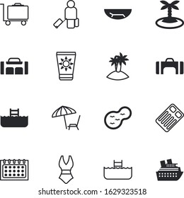 holiday vector icon set such as: luxury, protection, passenger, swimwear, lagoon, reminder, texture, transatlantic, web, air, female, mattress, hot, schedule, page, top, time, tourist, bath, app