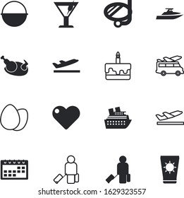 holiday vector icon set such as: transfer, fire, paper, bus, margarita, valentine, lotion, dinner, hallowen, natural, cauldron, protection, pot, application, healthy, car, smartphone, page, snorkel