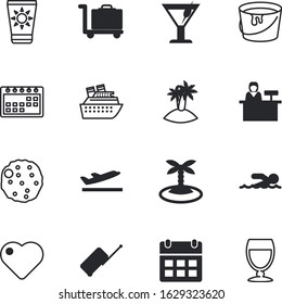 holiday vector icon set such as: tanning, romantic, application, user, minimalistic, trend, swimming, couple, room, fit, valentine, margarita, off, aeroplane, sky, booking, bath, tourists, straw
