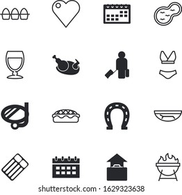 holiday vector icon set such as: smoke, carry, sausage, wine, vine, doodle, briefcase, life, fall, float, season, heart, beautiful, swimsuit, handle, carton, leg, backyard, february, underwater