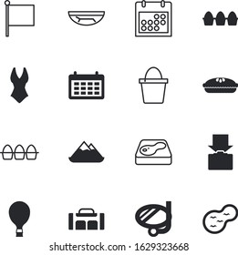 holiday vector icon set such as: umbrella, pumpkin, space, bathing, flagpole, shopping, sunbed, handle, planning, chaise, voyage, carry, furniture, rest, thanksgiving, chair, dream, diver, swimming