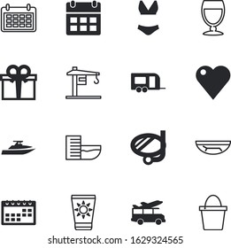 holiday vector icon set such as: boat, liner, open, chaise-longue, present, bathing, festive, fresh, camping, clothing, sim, baggage, women, San Francisco, pictogram, tourist, umbrella, park, heart