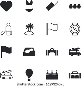 holiday vector icon set such as: equipment, circle, transportation, dessert, top, party, tropical, pool, deep, medicine, paradise, leaf, swimsuit, north, long, air, types, west, navigation, valentine