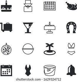 holiday vector icon set such as: ice, camping, wedding, voyage, retro, witch, grill, application, round, talisman, handbag, fresh, tasty, horizontal, stroke, sun, handle, juice, roast, pan, nightclub