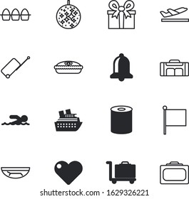 holiday vector icon set such as: duffle, slice, equipment, celebrate, bird, flight, thanksgiving, vessel, pie, outline, glitter, lounge, trolley, eggs, glass, new, texture, person, aeroplane