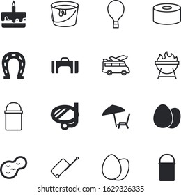 holiday vector icon set such as: time, chair, cut, celebrate, balloon, talisman, grilling, ocean, horseshoe, soup, blue, high, sun, banner, cream, holdall, rest, good, agency, transportation, date