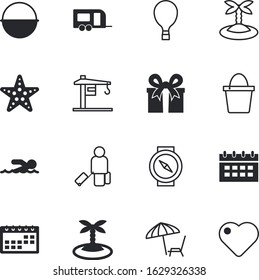 holiday vector icon set such as: ornament, party, gold, card, bag, chaise, luggage, hallowen, car, caravan, sky, marine, invertebrate, label, liquid, surprise, truck, present, season, south
