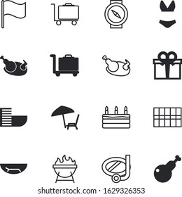 holiday vector icon set such as: fashion, scuba, topography, success, rose, hot, bbq, goggles, valentine, passport, present, mask, fun, flag, underwater, grilling, woman, beautiful, compass, dessert
