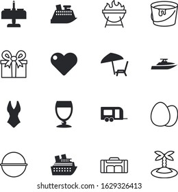 holiday vector icon set such as: park, page, product, silhouette, christmas, gifts, bra, relaxation, plan, egg, baggage, label, bag, decor, house, magic, reminder, coconut, valentine, tray, fastfood