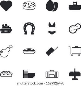 holiday vector icon set such as: tourist, restaurant, exercise, deep, roasted, valentine, relaxation, texture, fried, good, package, bottle, adventure, cooked, landscape, horseshoes, passport