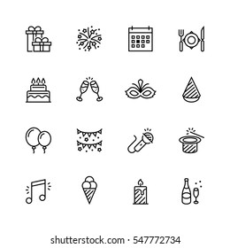 Holiday vector icon set in thin line style