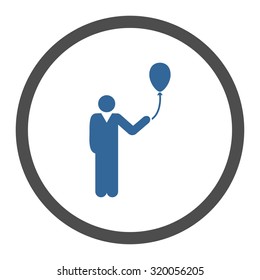 Holiday vector icon. This rounded flat symbol is drawn with cobalt and gray colors on a white background.