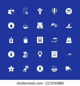 holiday vector icons set. with open box, shopping bag, beach location and mittens in set