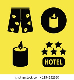 holiday vector icons set. with shorts, candle and hotel five stars in set