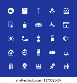 holiday vector icons set. with sun oil, hotel five stars, beach umbrella and heart hand in set