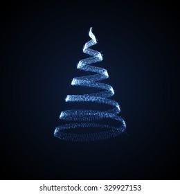 Holiday vector illustration of abstract Christmas tree. shiny lights sparkles. Merry Christmas