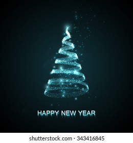 Holiday vector illustration of abstract Christmas tree. shiny lights sparkles. Merry Christmas and  Happy New Year