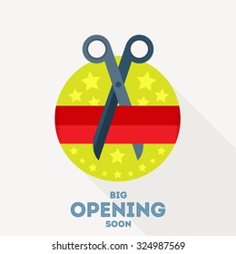 Holiday Vector illustration Announcement of big opening. Flat round icon.