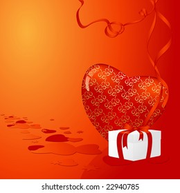 holiday vector illustration with elegant heart and gift box