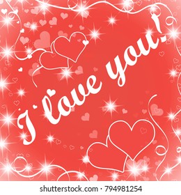 Holiday. Vector illustration. Red card, I love you.