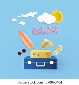 Holiday vector illustration using paper cut style