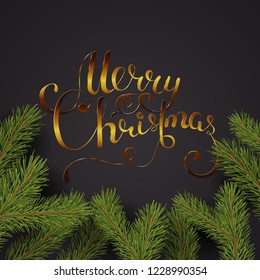 Holiday Vector Lettering background. Merry Christmas concept illustration