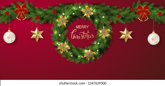 Holiday Vector Lettering background. Merry Christmas concept illustration