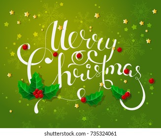 Holiday Vector Lettering background, Merry Christmas concept