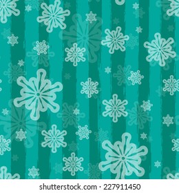 Holiday vector seamless background with brushed stripes and snowflakes
