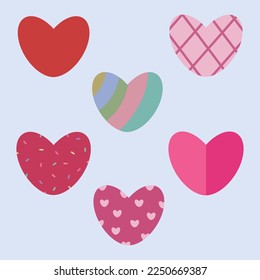 conjunto de vectores de vacaciones de ilustración de corazones.