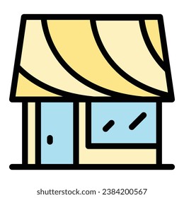 Holiday villa icon outline vector. House bungalow. Sea island color flat
