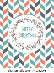 Holiday vintage decorative banner with Christmas wreath