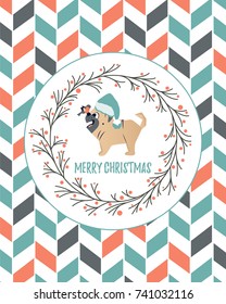 Holiday vintage decorative banner with a funny dog 