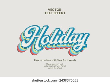 Holiday vintage text effect vector eps 10