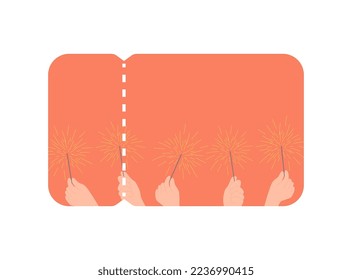 Holiday voucher mockup with lots of sparklers in the background