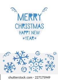 Holiday watercolor label with winter patterns. Element for your design.
